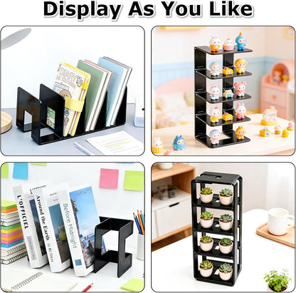 Acrylic File Sorter, Clear File Holder Acrylic Desk Organizer, Sturdy Desktop Files Organizer Files Folder Holder Rack for Envelopes Mail Letter Paper Notebook Electronics (4 Sections)