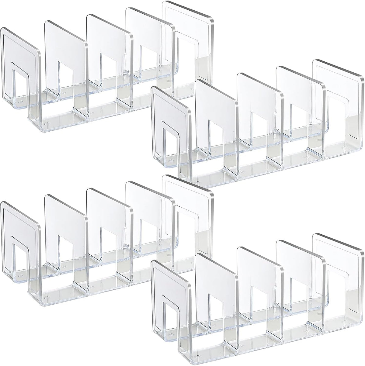 Acrylic File Sorter, Clear File Holder Acrylic Desk Organizer, Sturdy Desktop Files Organizer Files Folder Holder Rack for Envelopes Mail Letter Paper Notebook Electronics (4 Sections)