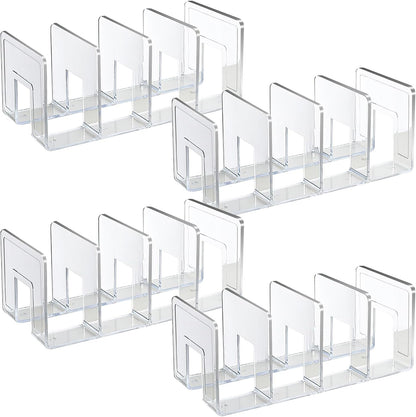 Acrylic File Sorter, Clear File Holder Acrylic Desk Organizer, Sturdy Desktop Files Organizer Files Folder Holder Rack for Envelopes Mail Letter Paper Notebook Electronics (4 Sections)