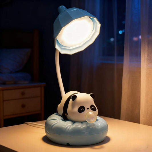 Cute Panda Night Light, Rechargeable Bedside Lamp, 3-Level Touch Control Adjustable, LED Desk Lamp with USB for Bedroom Study Room, Boys Girls Gift (Blue)