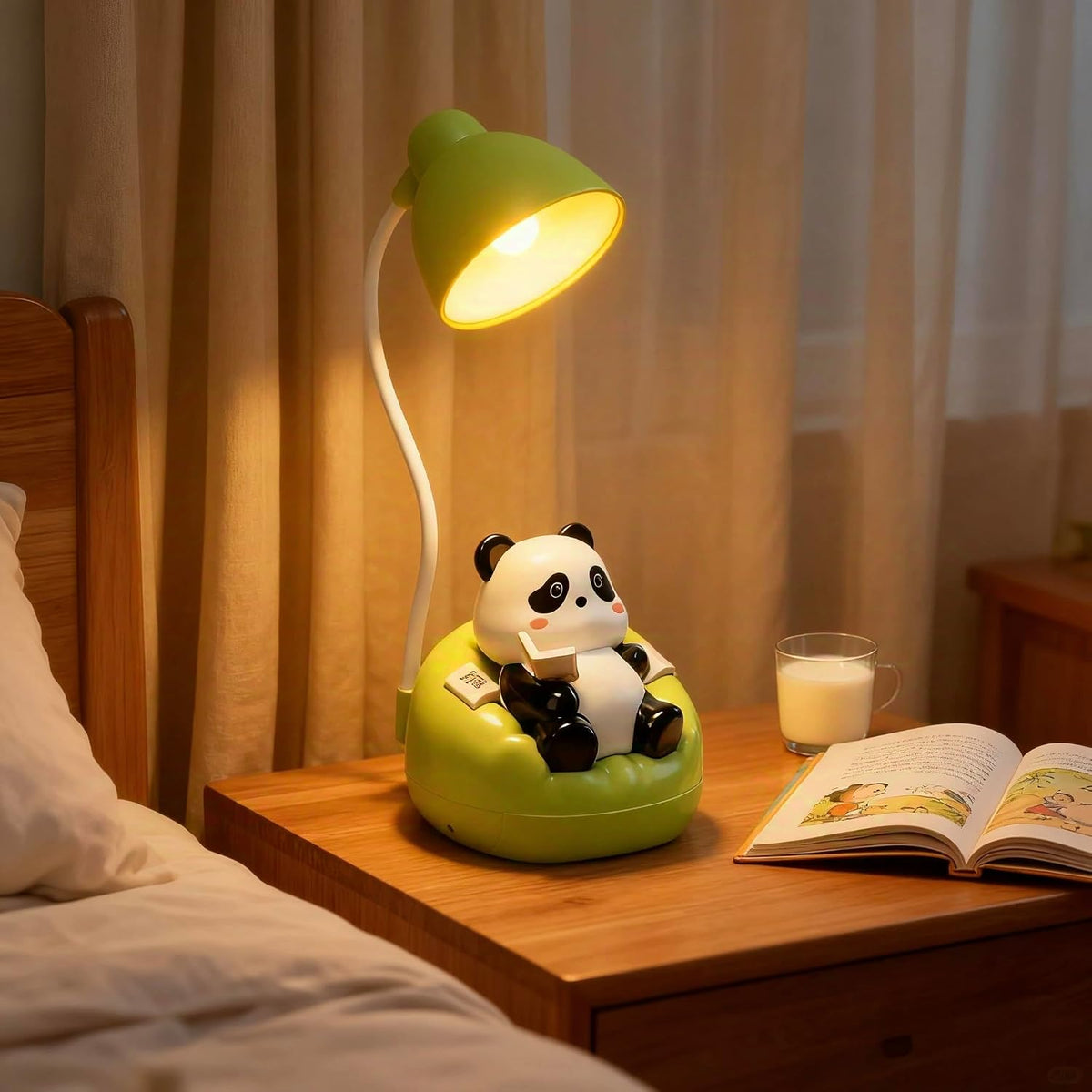 Cute Panda Night Light, Rechargeable Bedside Lamp, 3-Level Touch Control Adjustable, LED Desk Lamp with USB for Bedroom Study Room, Boys Girls Gift (Blue)