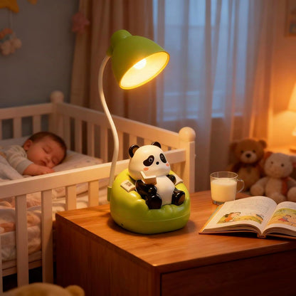 Cute Panda Night Light, Rechargeable Bedside Lamp, 3-Level Touch Control Adjustable, LED Desk Lamp with USB for Bedroom Study Room, Boys Girls Gift (Blue)