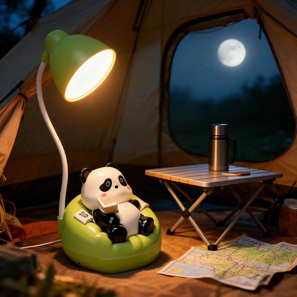 Cute Panda Night Light, Rechargeable Bedside Lamp, 3-Level Touch Control Adjustable, LED Desk Lamp with USB for Bedroom Study Room, Boys Girls Gift (Blue)