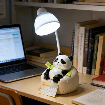 Cute Panda Night Light, Rechargeable Bedside Lamp, 3-Level Touch Control Adjustable, LED Desk Lamp with USB for Bedroom Study Room, Boys Girls Gift (Blue)