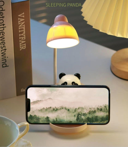 Cute Panda Night Light, Rechargeable Bedside Lamp, 3-Level Touch Control Adjustable, LED Desk Lamp with USB for Bedroom Study Room, Boys Girls Gift (Blue)