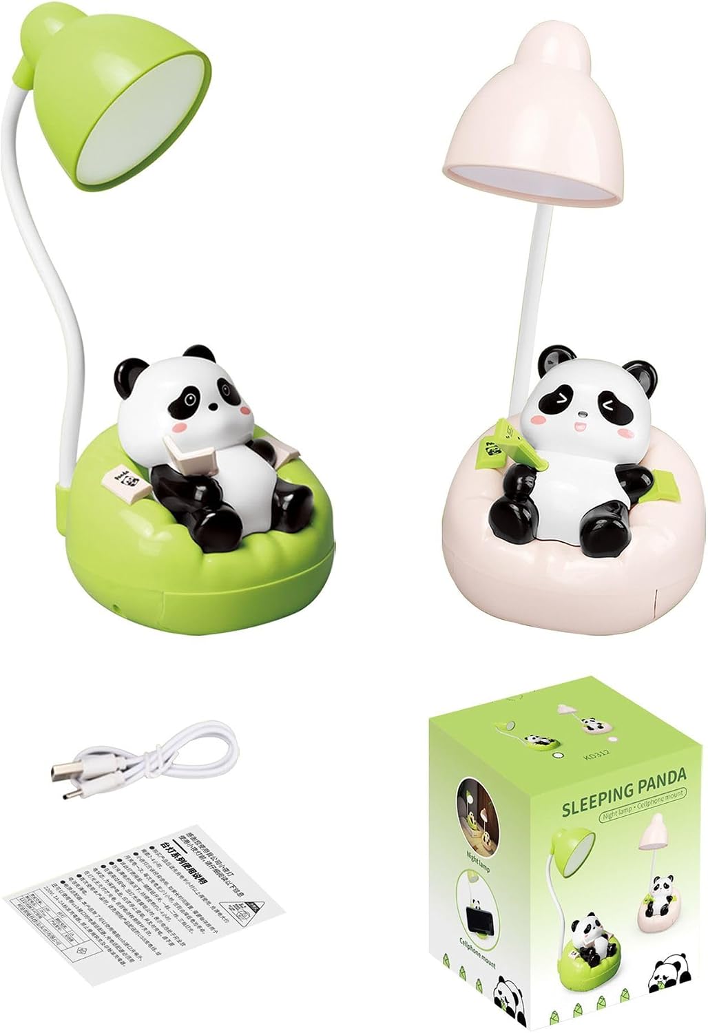Cute Panda Night Light, Rechargeable Bedside Lamp, 3-Level Touch Control Adjustable, LED Desk Lamp with USB for Bedroom Study Room, Boys Girls Gift (Blue)