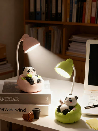 Cute Panda Night Light, Rechargeable Bedside Lamp, 3-Level Touch Control Adjustable, LED Desk Lamp with USB for Bedroom Study Room, Boys Girls Gift (Blue)