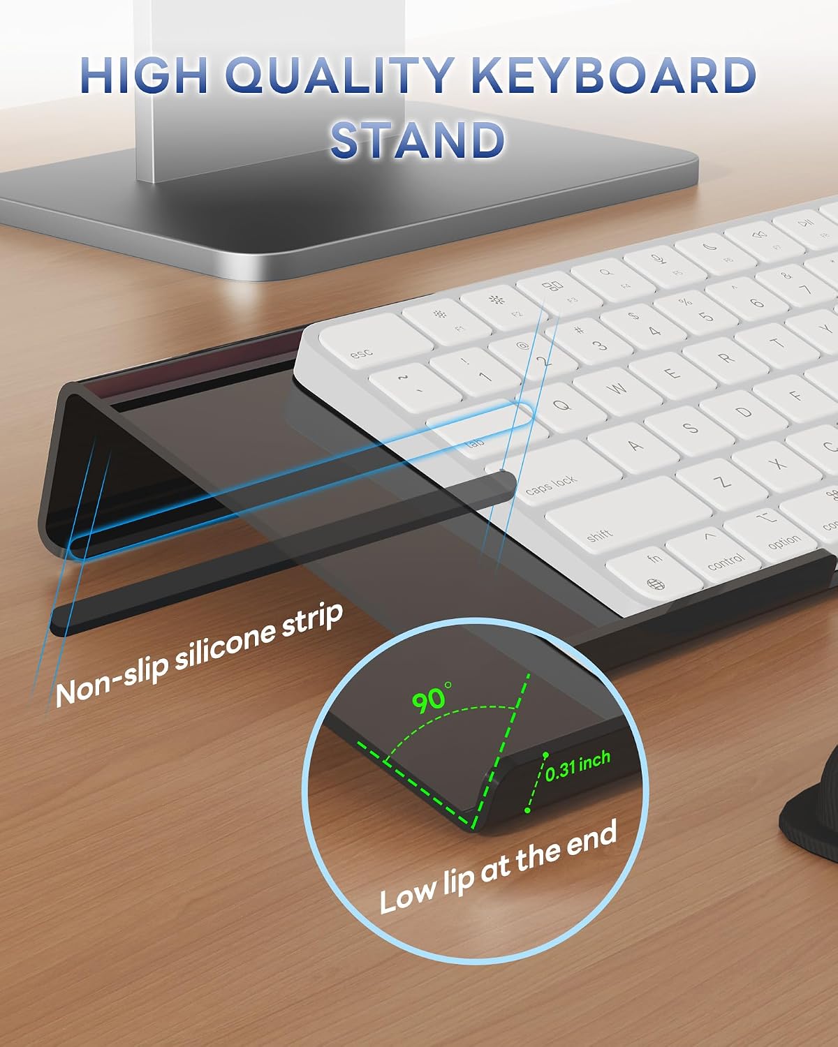 Computer Keyboard Wrist Rest, Keyboard Riser Stand for Desktop