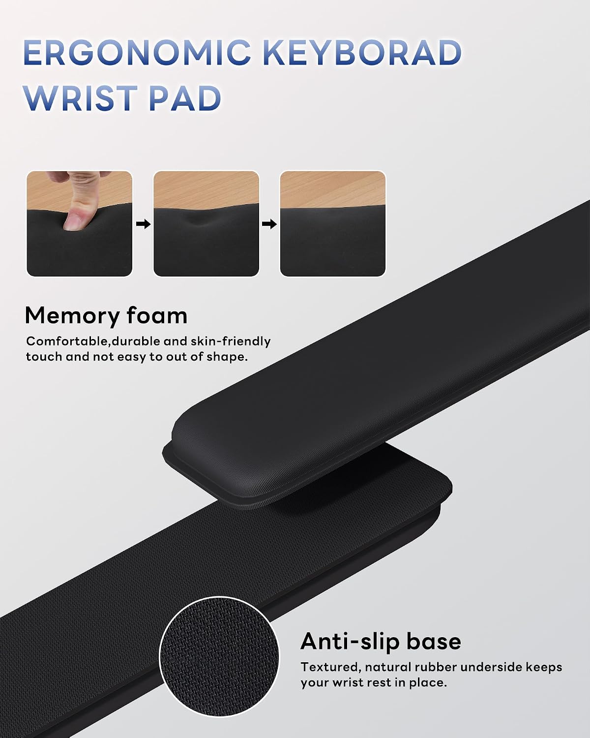 Computer Keyboard Wrist Rest, Keyboard Riser Stand for Desktop