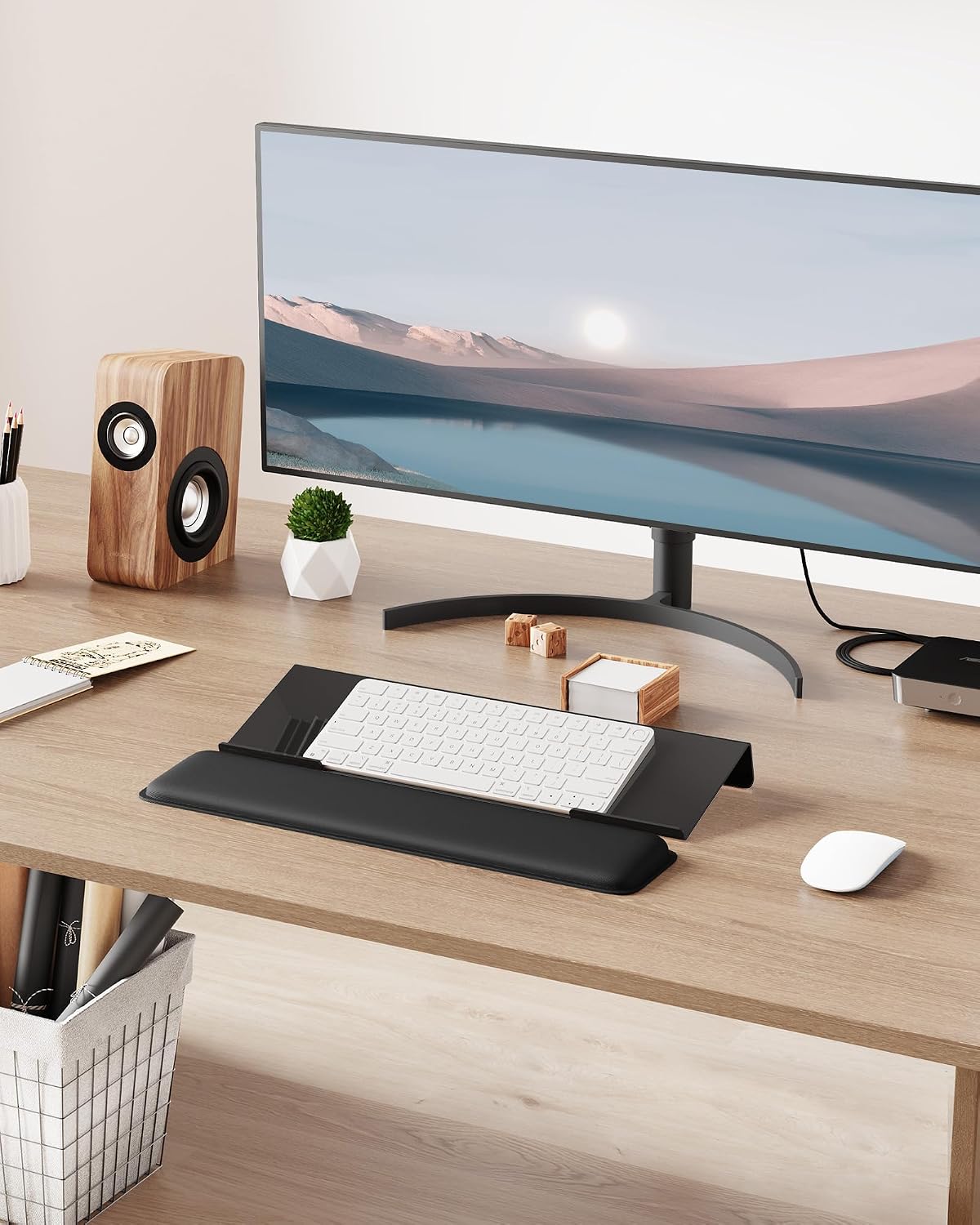 Computer Keyboard Wrist Rest, Keyboard Riser Stand for Desktop