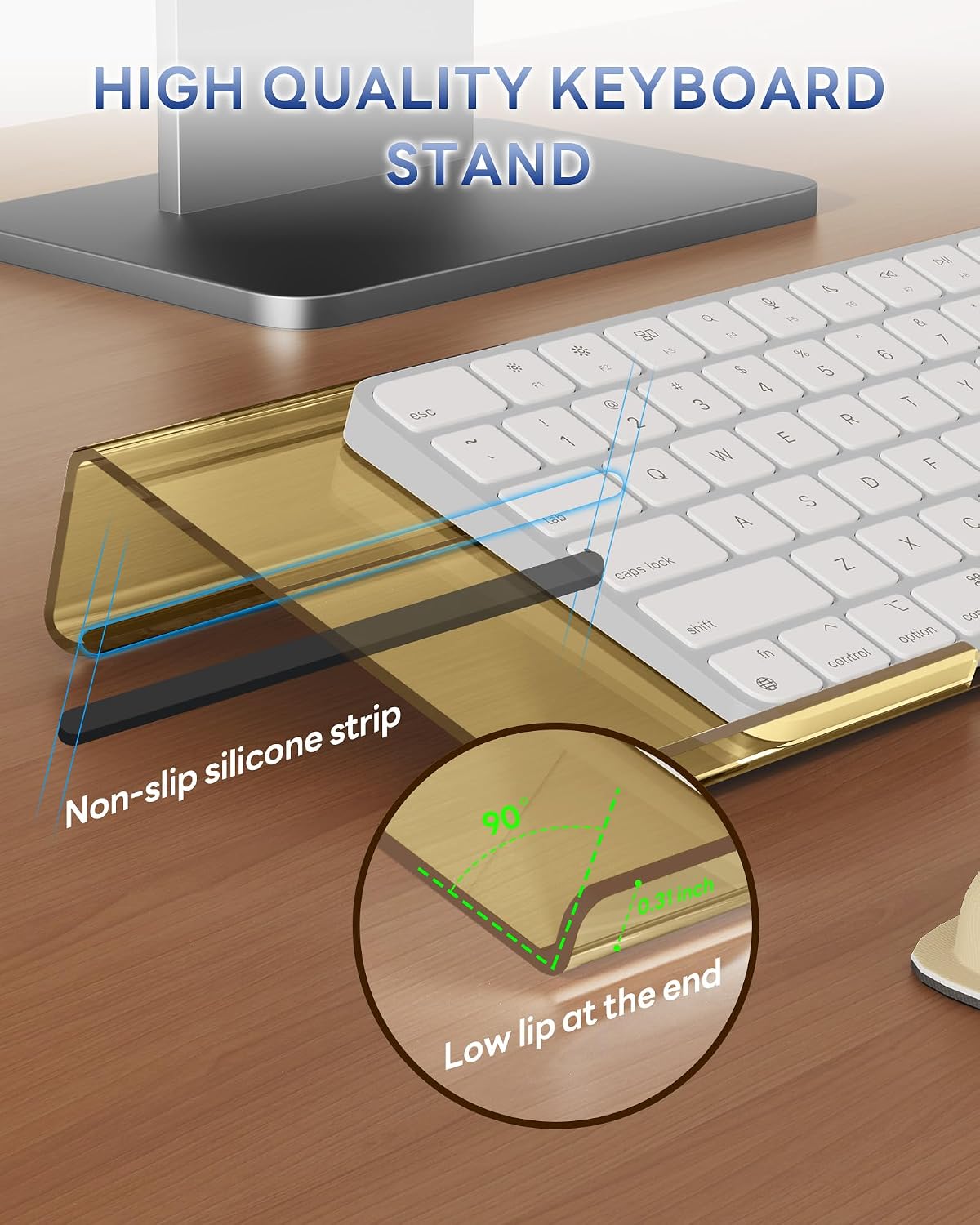 Computer Keyboard Wrist Rest, Keyboard Riser Stand for Desktop