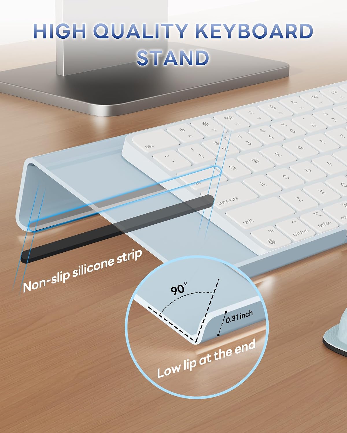 Computer Keyboard Wrist Rest, Keyboard Riser Stand for Desktop