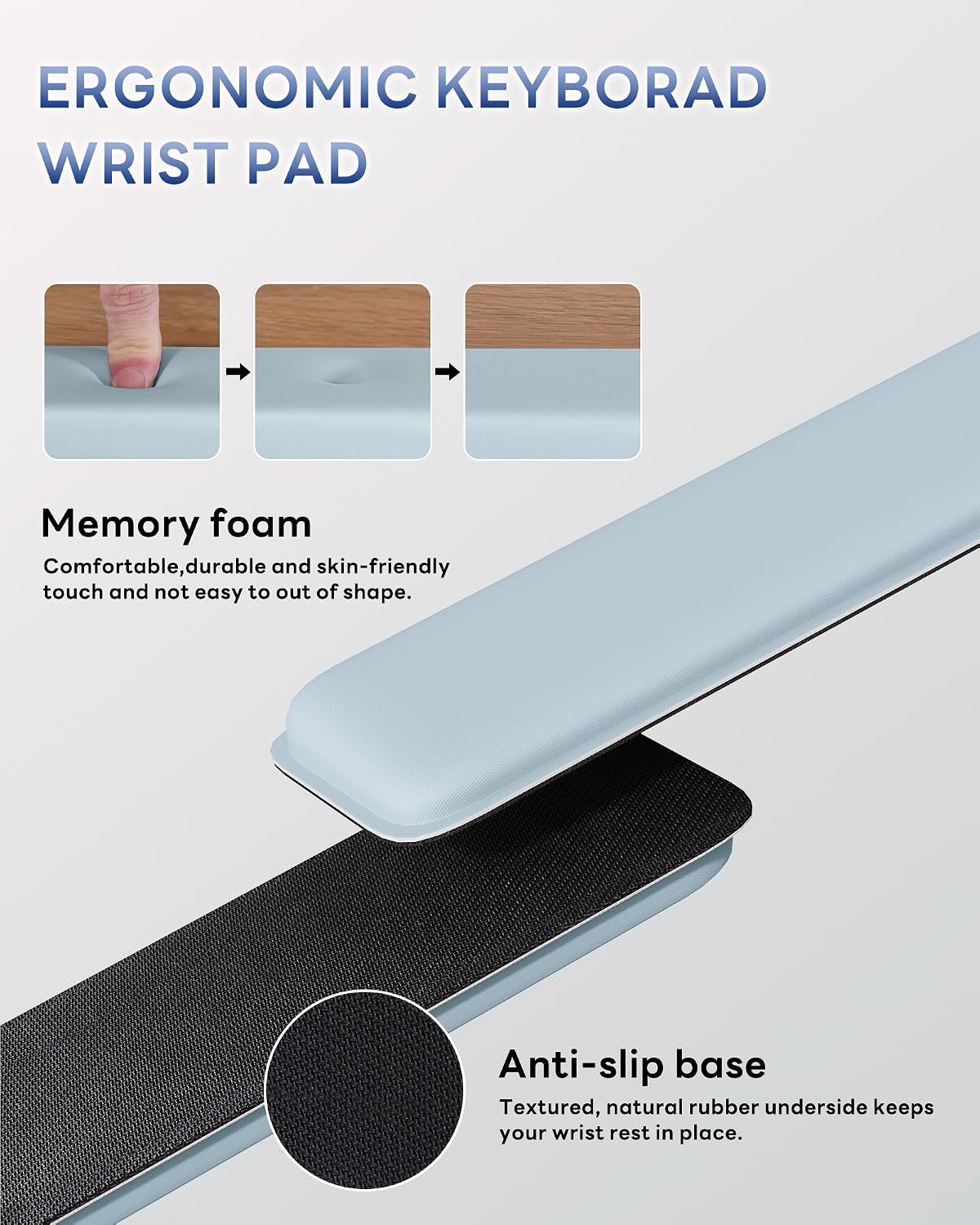 Computer Keyboard Wrist Rest, Keyboard Riser Stand for Desktop