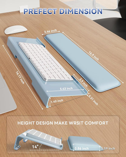 Computer Keyboard Wrist Rest, Keyboard Riser Stand for Desktop