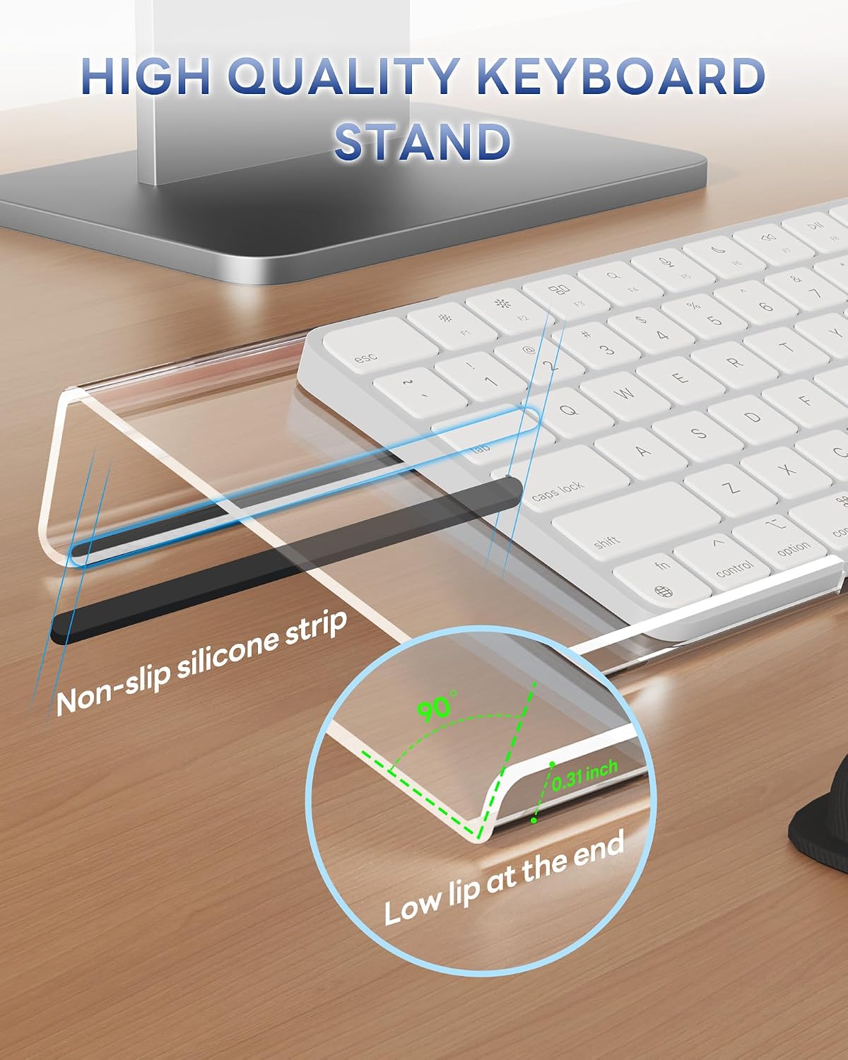 Computer Keyboard Wrist Rest, Keyboard Riser Stand for Desktop