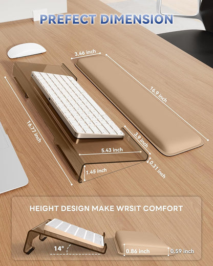 Computer Keyboard Wrist Rest, Keyboard Riser Stand for Desktop