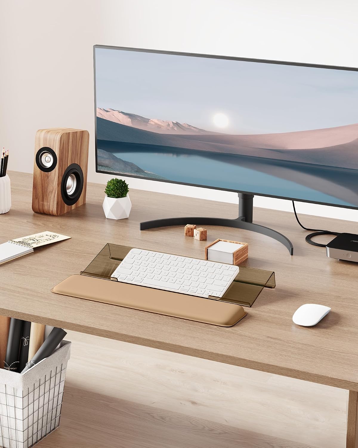 Computer Keyboard Wrist Rest, Keyboard Riser Stand for Desktop