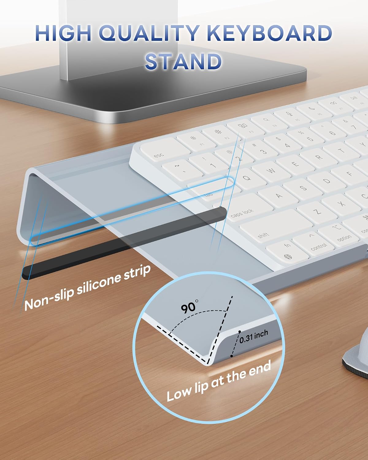 Computer Keyboard Wrist Rest, Keyboard Riser Stand for Desktop