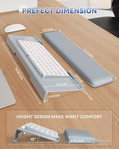 Computer Keyboard Wrist Rest, Keyboard Riser Stand for Desktop