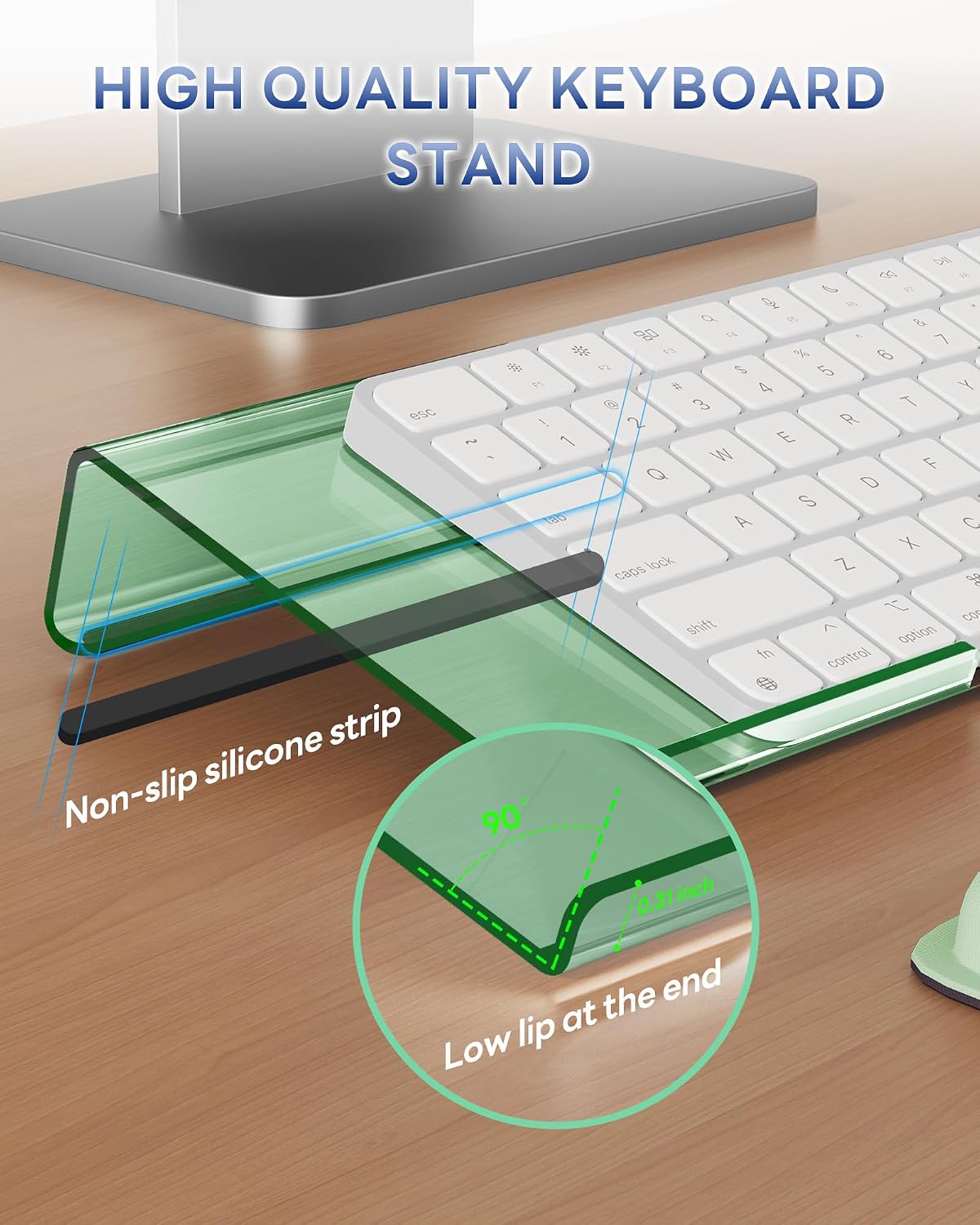 Computer Keyboard Wrist Rest, Keyboard Riser Stand for Desktop