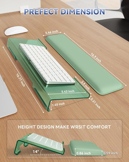 Computer Keyboard Wrist Rest, Keyboard Riser Stand for Desktop