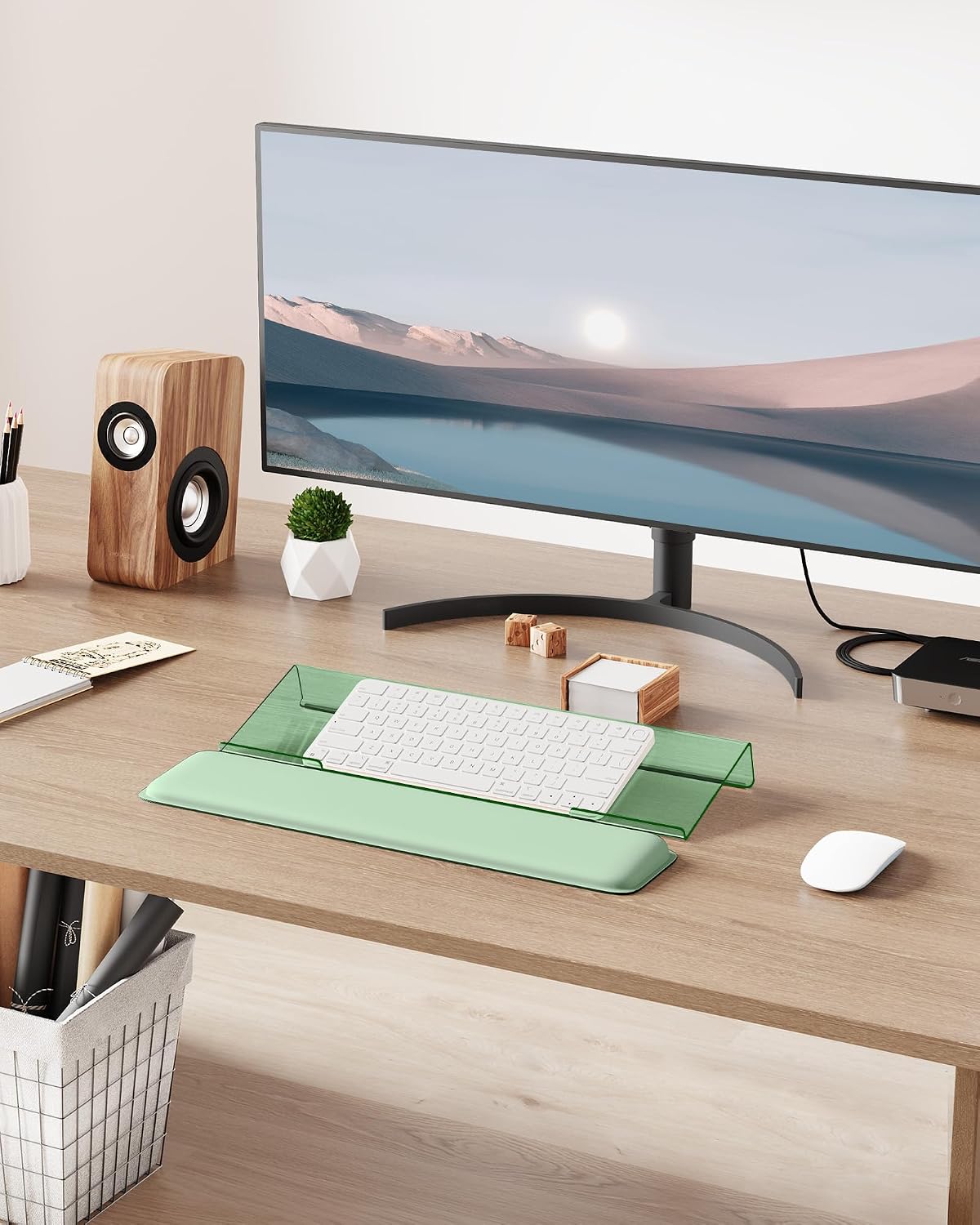 Computer Keyboard Wrist Rest, Keyboard Riser Stand for Desktop