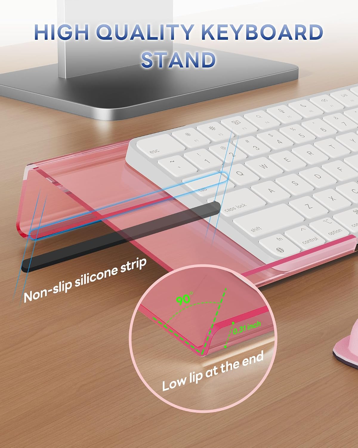 Computer Keyboard Wrist Rest, Keyboard Riser Stand for Desktop