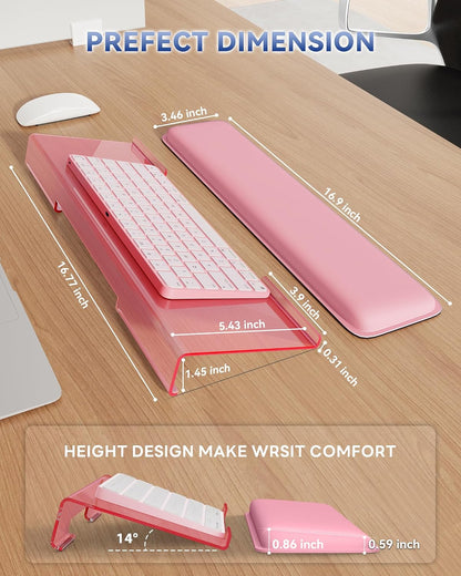 Computer Keyboard Wrist Rest, Keyboard Riser Stand for Desktop
