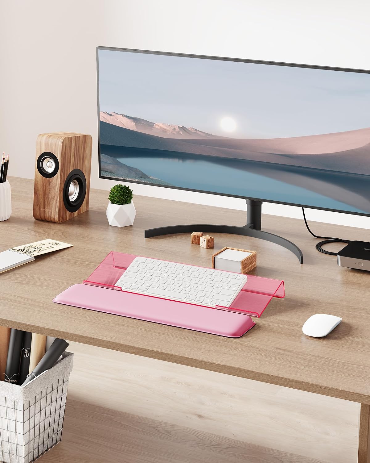 Computer Keyboard Wrist Rest, Keyboard Riser Stand for Desktop