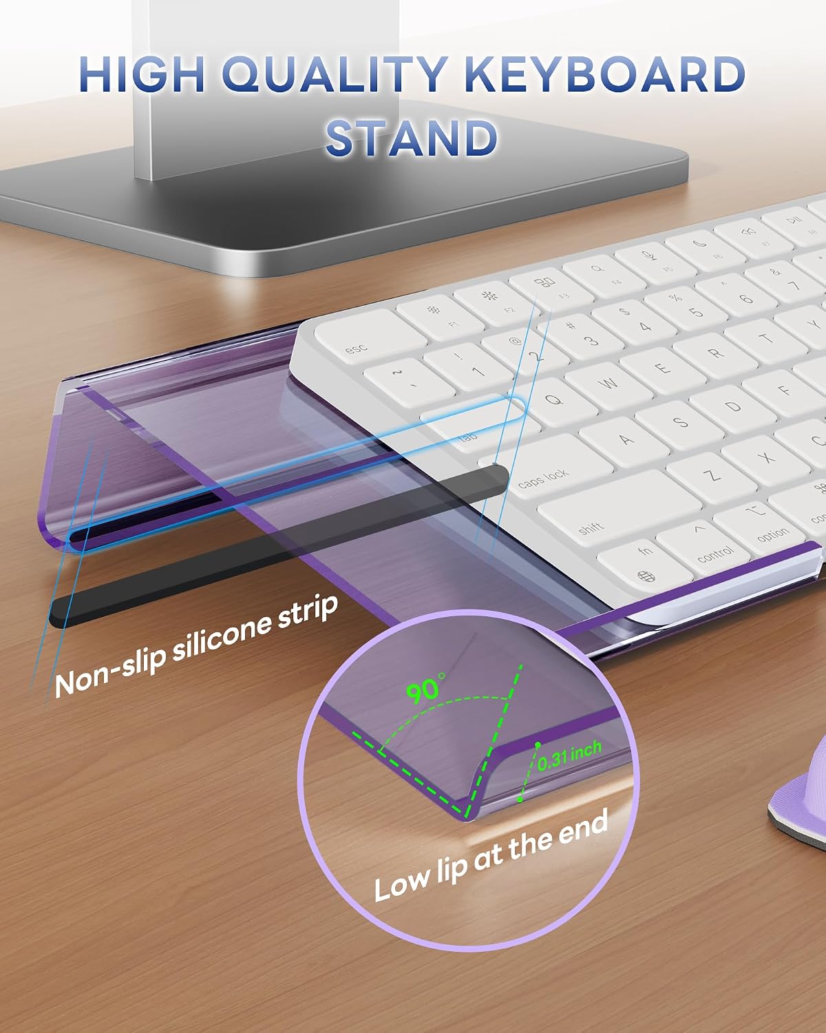 Computer Keyboard Wrist Rest, Keyboard Riser Stand for Desktop
