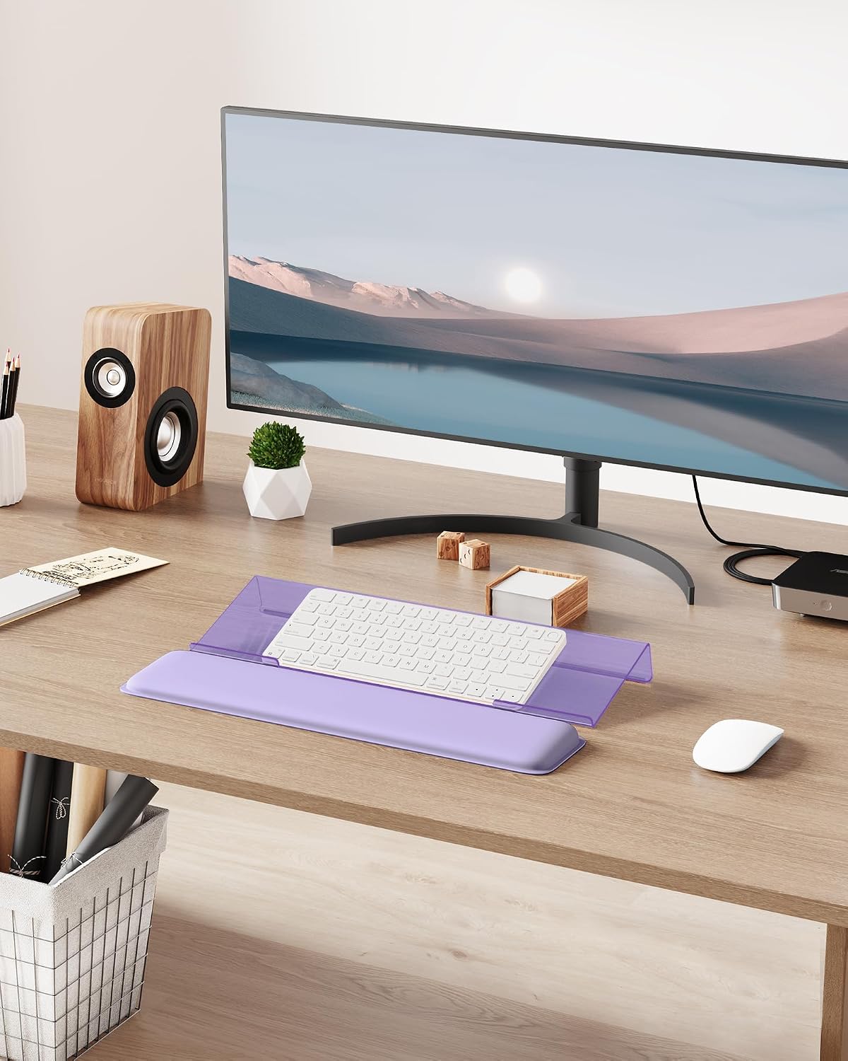 Computer Keyboard Wrist Rest, Keyboard Riser Stand for Desktop