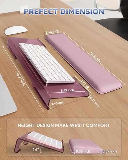 Computer Keyboard Wrist Rest, Keyboard Riser Stand for Desktop