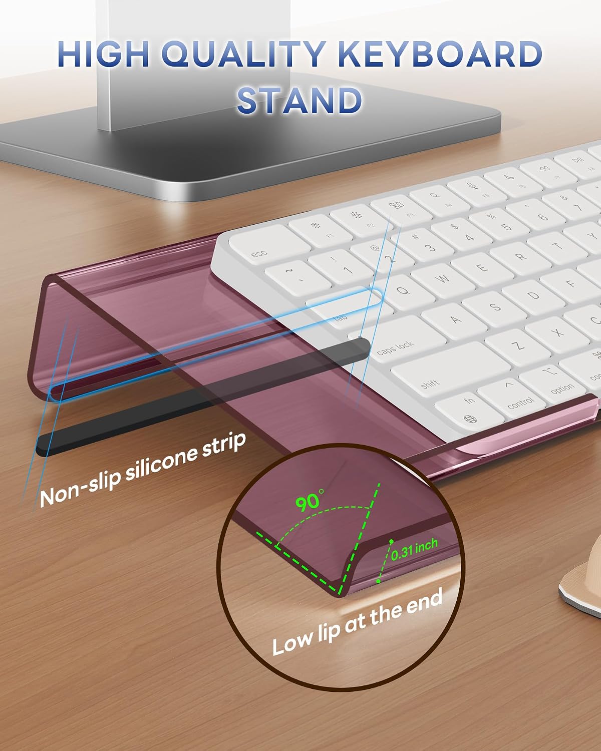 Computer Keyboard Wrist Rest, Keyboard Riser Stand for Desktop