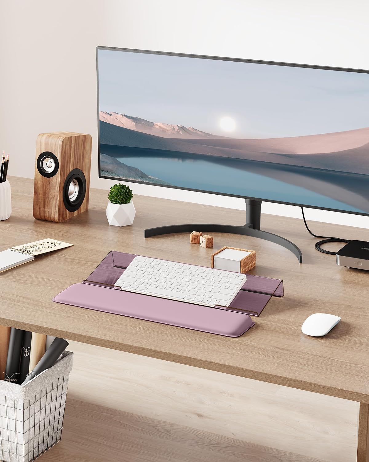 Computer Keyboard Wrist Rest, Keyboard Riser Stand for Desktop
