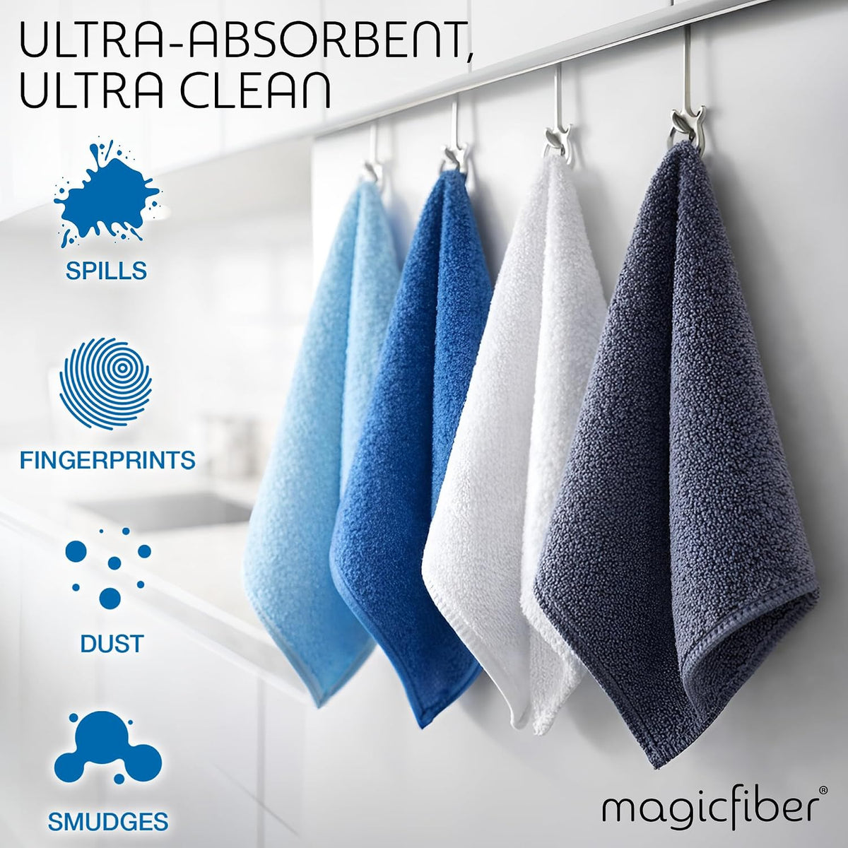 Microfiber Cleaning Cloth, Rags & Dish Towels, 12pk, Large 13x11
