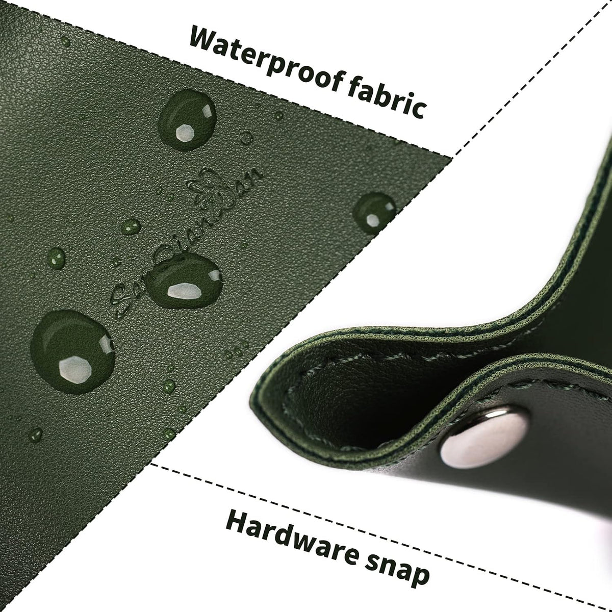 Leather Jewelry Valet Tray for Women and Man (Dark Green-B)