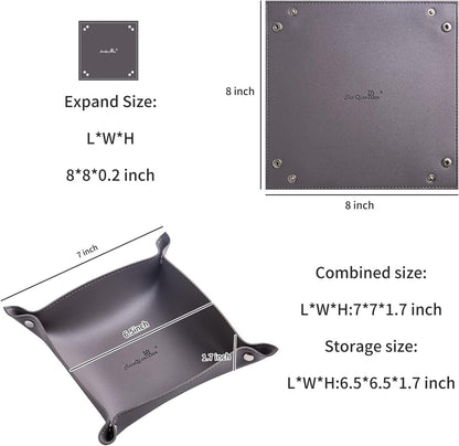 Leather Jewelry Valet Tray for Women and Man (Dark Green-B)
