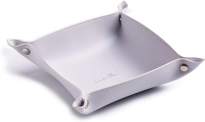 Leather Jewelry Valet Tray for Women and Man (Dark Green-B)