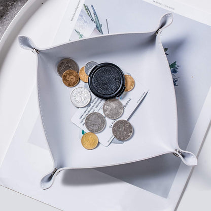 Leather Jewelry Valet Tray for Women and Man (Dark Green-B)