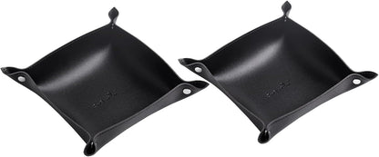 Leather Jewelry Valet Tray for Women and Man (Dark Green-B)