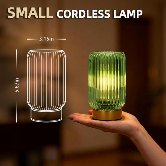 Battery Operated Lamp, Small Cordless Lamp with Timer, Green