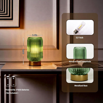 Battery Operated Lamp, Small Cordless Lamp with Timer, Green