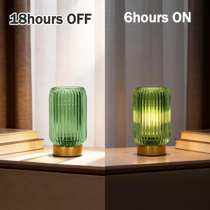 Battery Operated Lamp, Small Cordless Lamp with Timer, Green