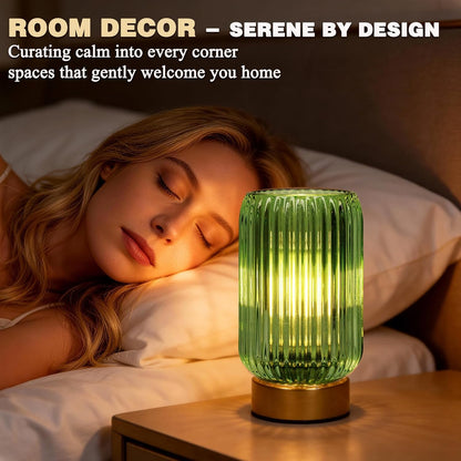 Battery Operated Lamp, Small Cordless Lamp with Timer, Green