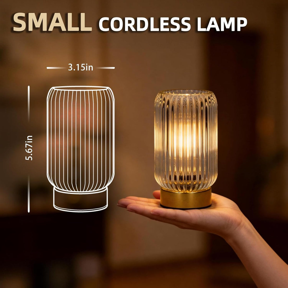 Battery Operated Lamp, Small Cordless Lamp with Timer, Green