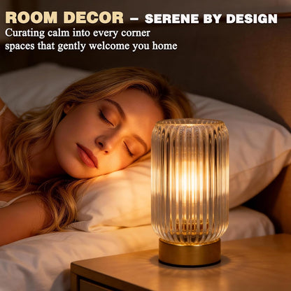 Battery Operated Lamp, Small Cordless Lamp with Timer, Green