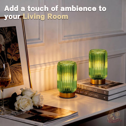 Battery Operated Lamp, Small Cordless Lamp with Timer, Green