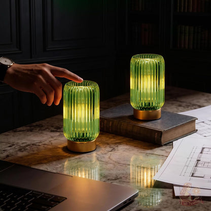 Battery Operated Lamp, Small Cordless Lamp with Timer, Green