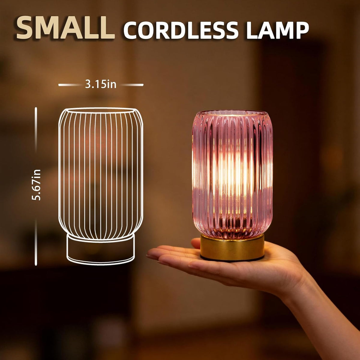 Battery Operated Lamp, Small Cordless Lamp with Timer, Green