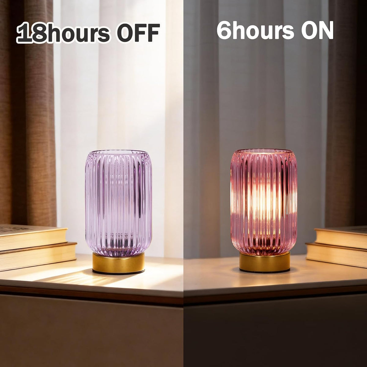 Battery Operated Lamp, Small Cordless Lamp with Timer, Green
